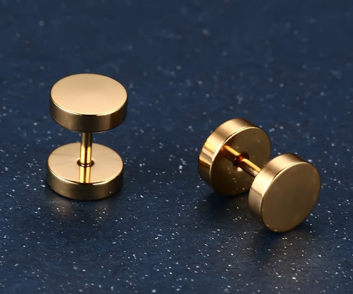 Xusamss Punk Body Piercing Titanium Steel Round Barbell Stud Earrings