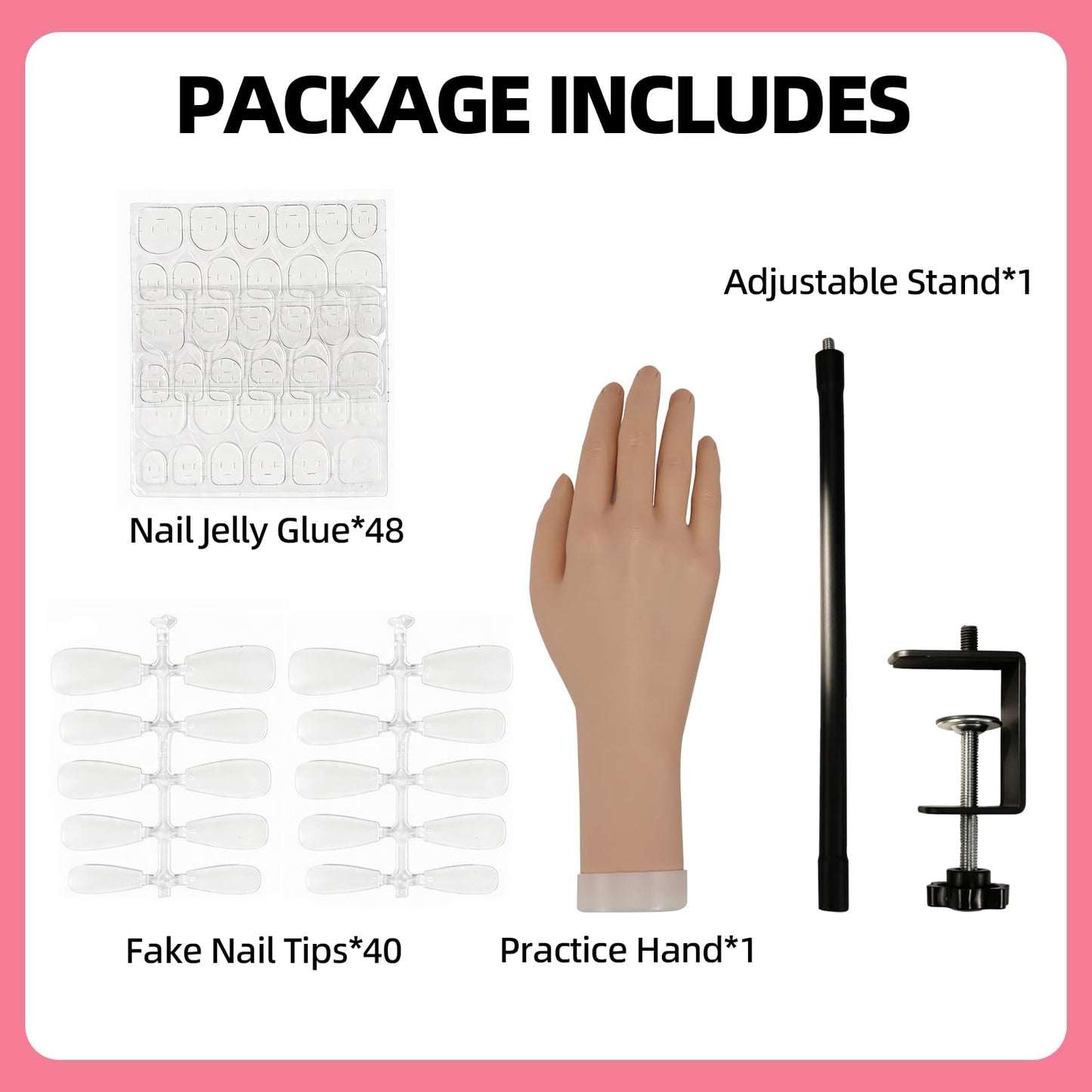Practice Hand for Acrylic Nails,Flexible Bendable Mannequin Fake Hands with Clamp Stand to Practice Fake Nails for Nail Art