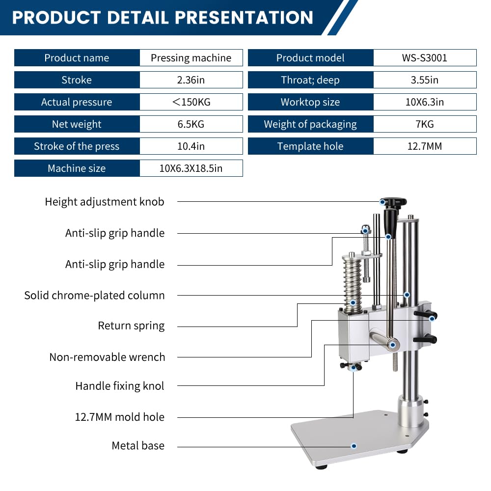 Aluminum Alloy Manual Press,Precision Punching Machine for electronic component,Leather,Jewelry,Laboratory Projects,beauty industry,Riveting,Punching,Cutting,Sealing,Disassembly (Aluminum Alloy Press)