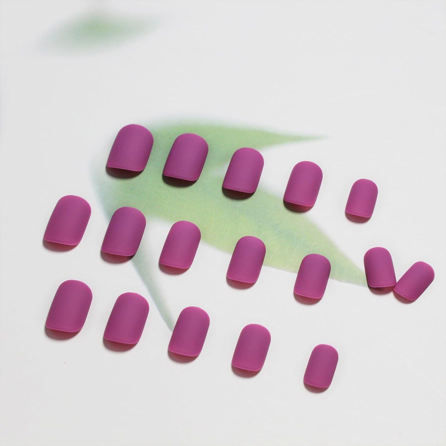 Matte Pulm Press on Nails Short Square Fake Nails Short Square Nails Press ons, Soft Gel Acrylic Glue on Nails Stick on for Women Thick Solid Color 24pcs