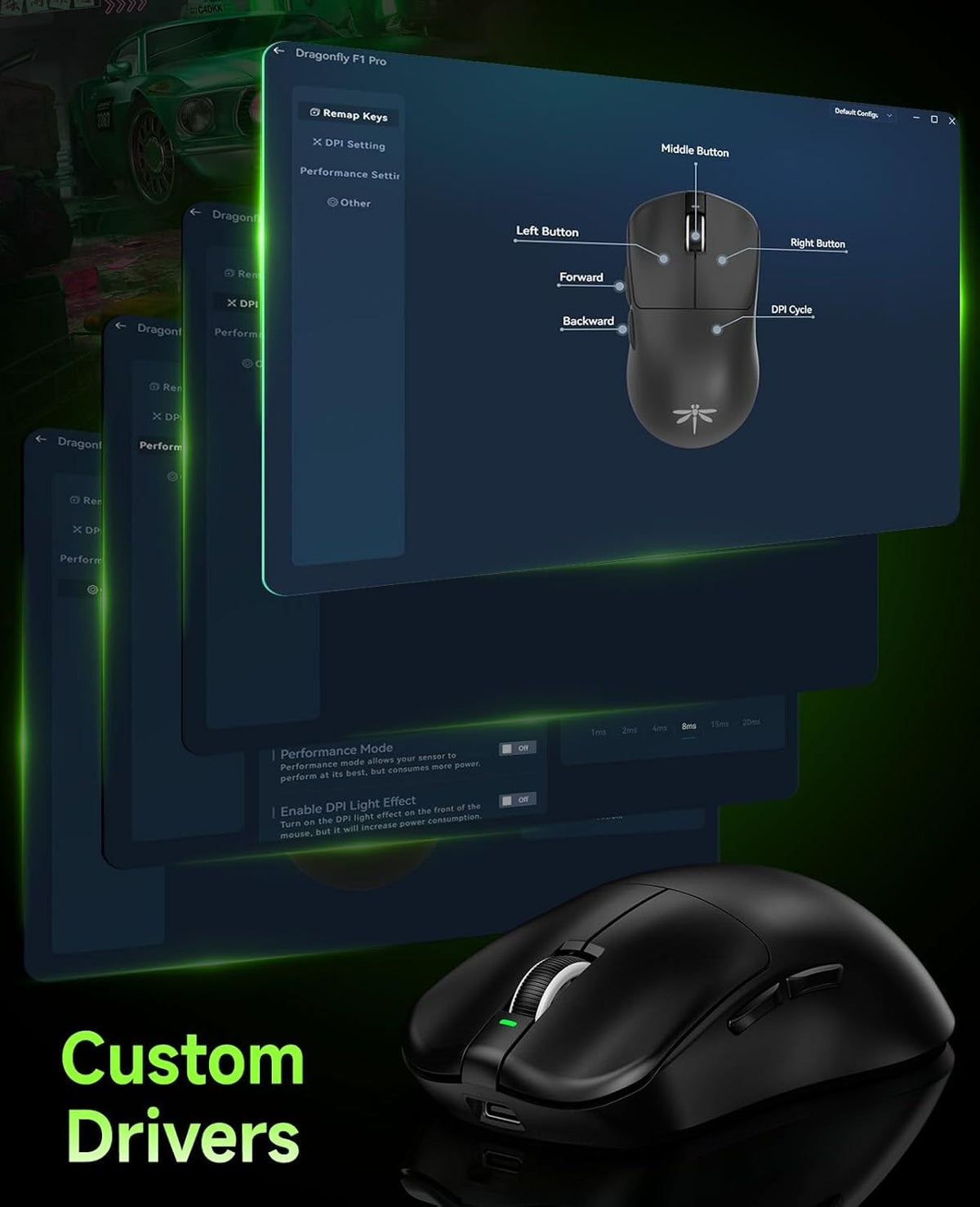 VGN F1 PRO Wireless Gaming Mouse - Ultralight 49g - Wireless & Wired Mode - 26000 Adjustable DPI - 1000Hz Polling Rate - 65 Hours Battery - Programmable Buttons - Esports Professional Grade - USB-C