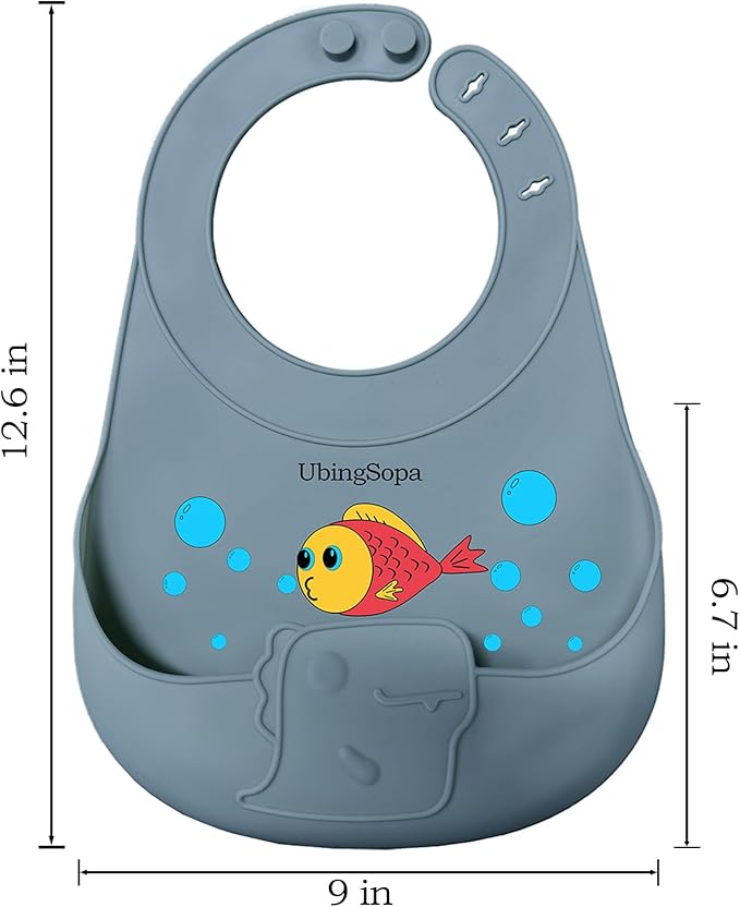 Silicone Baby Bibs – Adjustable, Soft, Waterproof & Durable, with Large Food-Catching Pocket, Feeding-Friendly