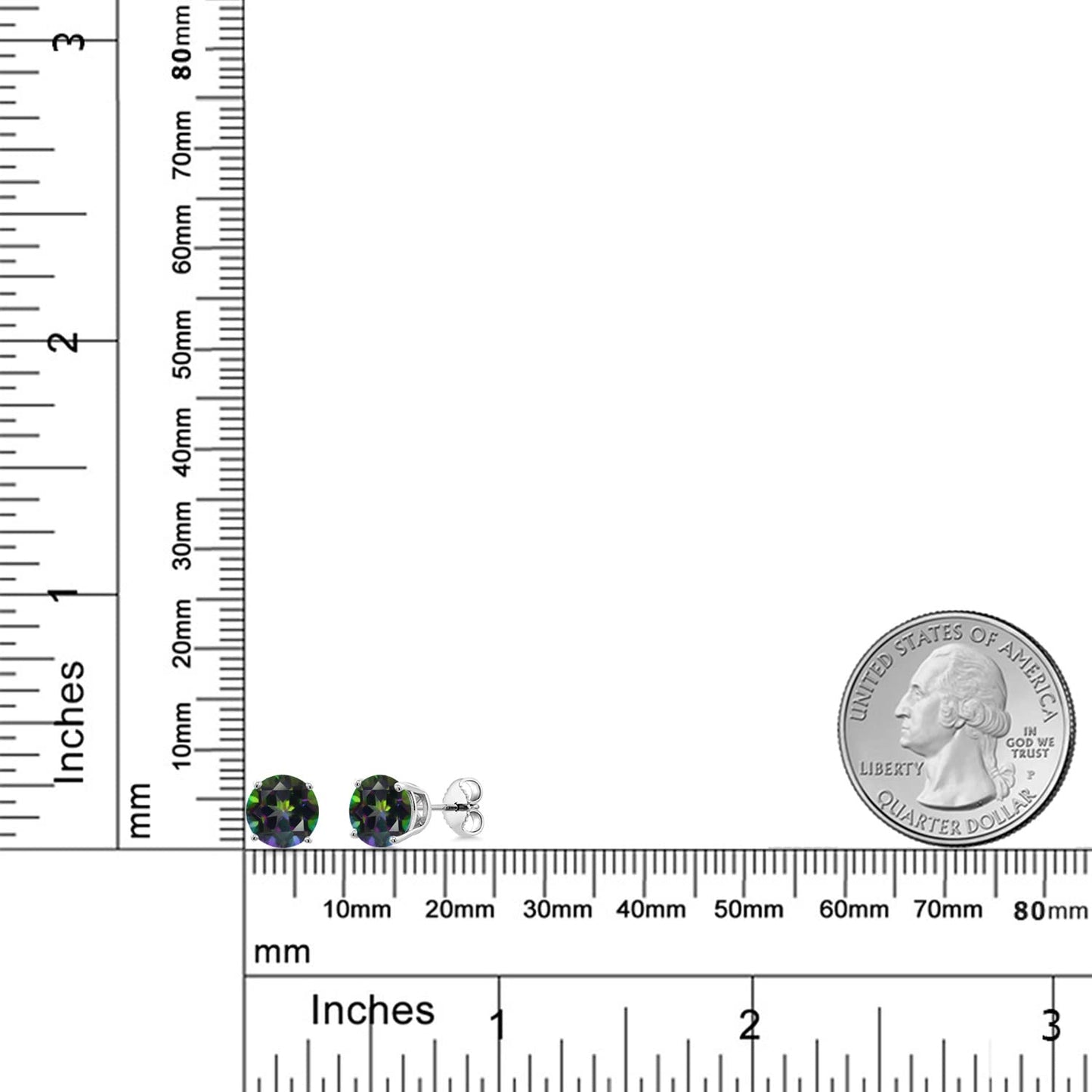 Gem Stone King 2-4 Cttw Round Gemstone Birthstone Stud Earrings For Women Men | 925 Sterling Silver | Round 7MM | Fine Jewelry Gifts for Women Her Mom Wife Men | Green Mystic Topaz