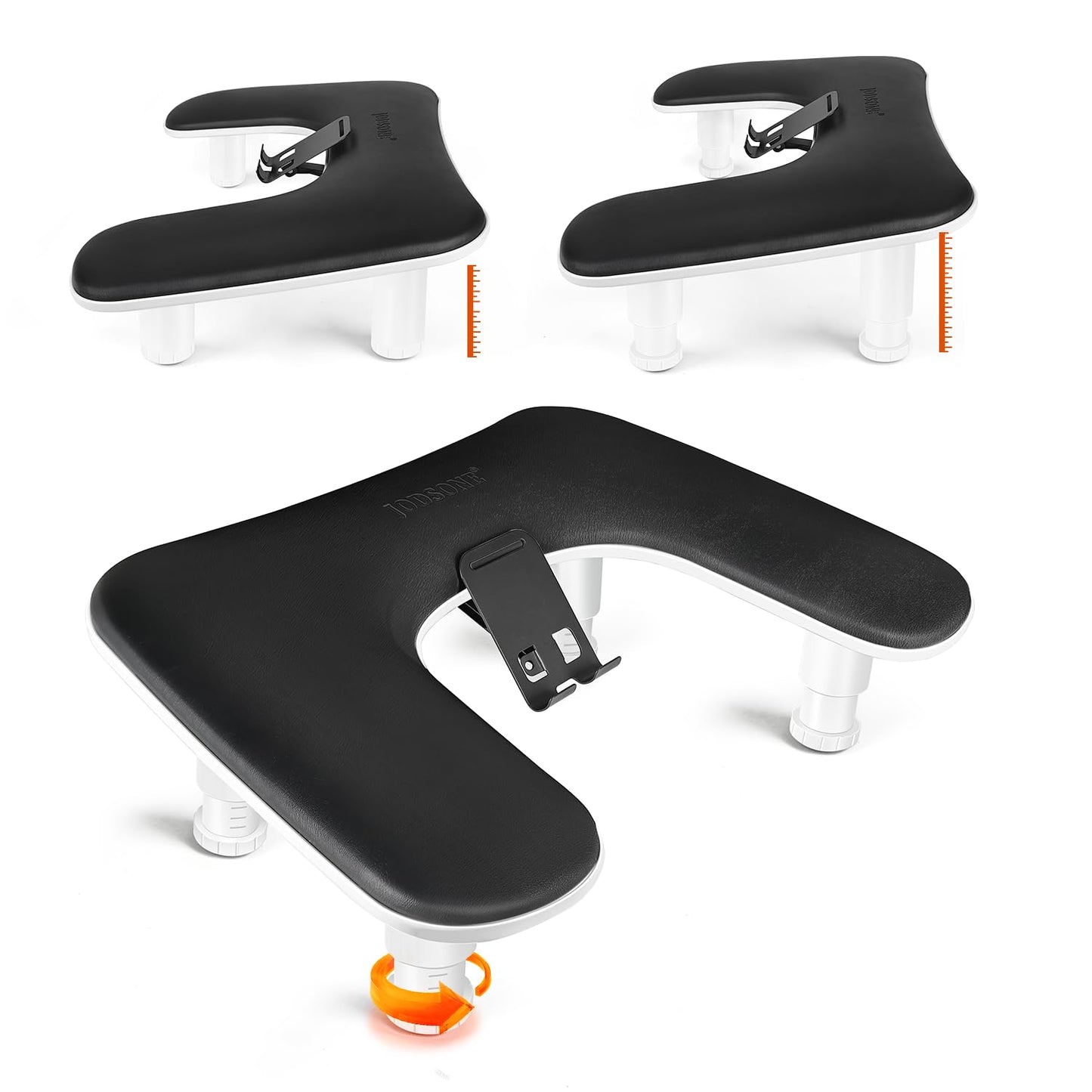 JODSONE U-Shaped Black Arm Rest for Nails Tech with Rotating 360°Built-In Phone Holder and Adjustable Nail Arm Rest Detachable Manicure Hand Rest for Salon Design