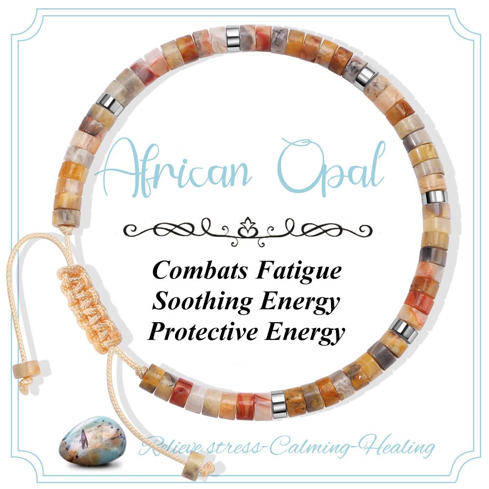 CASDAN Natural Crystal Healing Beaded Bracelet for Women Natural Stone Adjustable Braided Rope Bracelets Spiritual Inspirational Gifts Bracelets