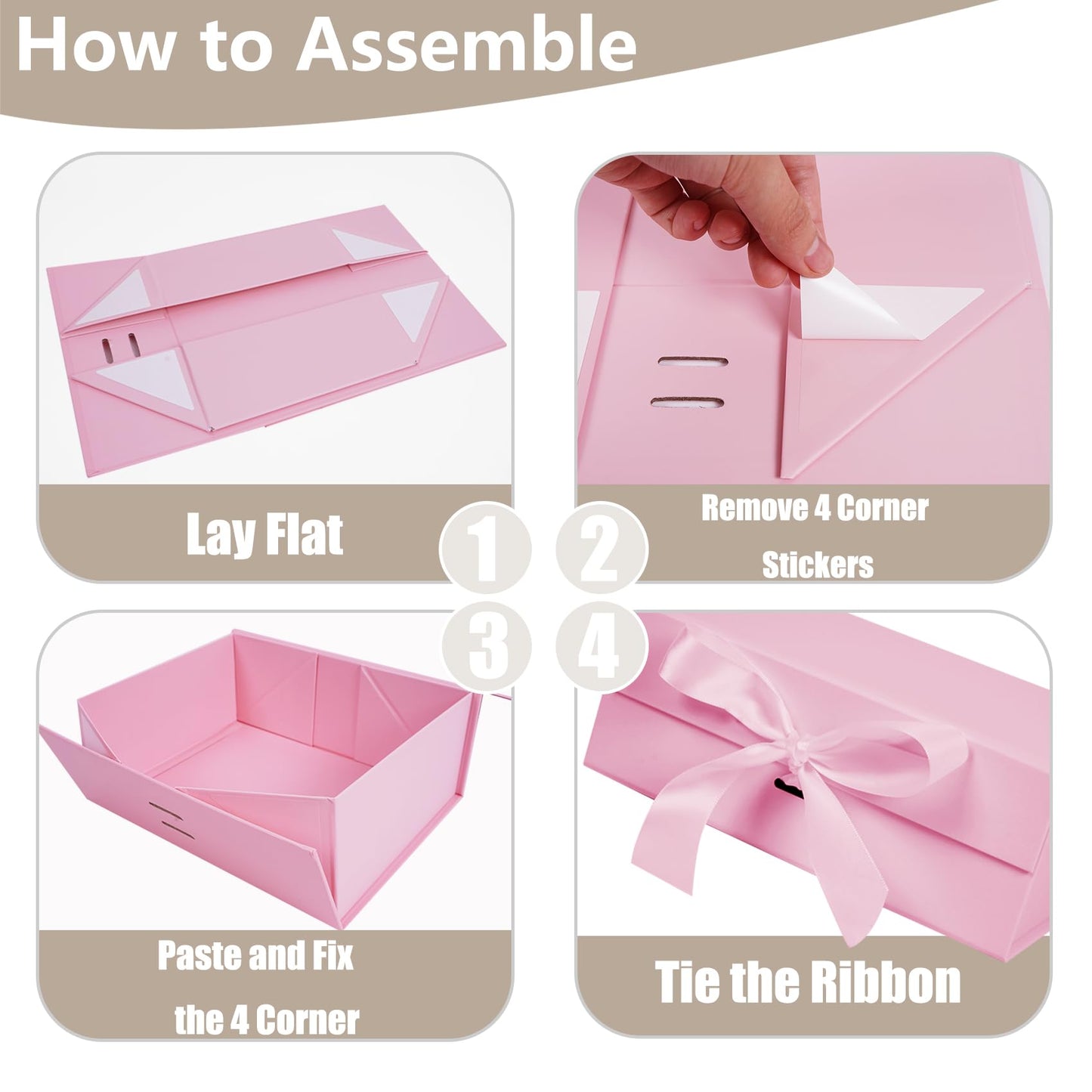 Aimyoo 5 Pack Pink Gift Box with Ribbon, 8.6x6.7x3.4 inch Groomsman Proposal Box for Presents with Magnetic Closure Lids, Rectangle Collapsible Luxury Box for Wedding, Christmas, Halloween, Birthday