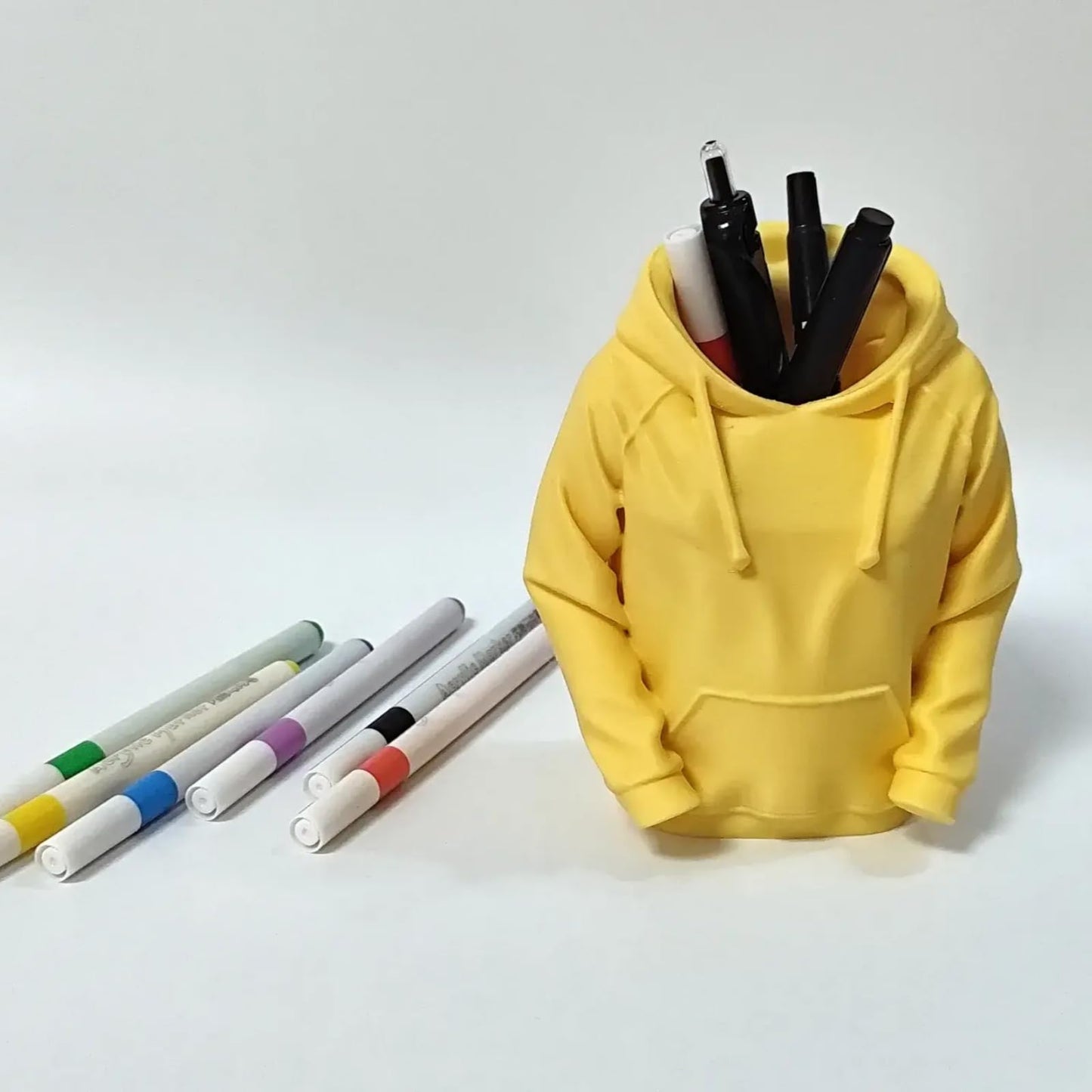 TIME&TRAVE Unique Sweatshirt Pen Holder for Desk, Creative Pencil Holder Desk Organizers, Office Supplies Decorations Idea Gift for Men Women Kids(Yellow)