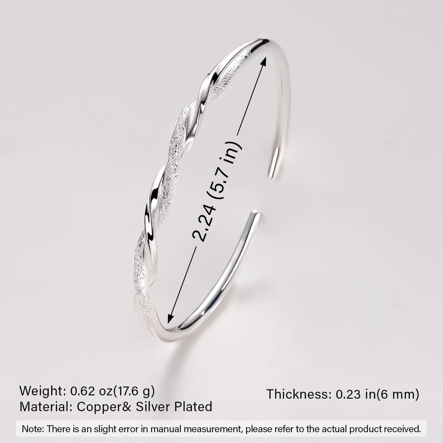 Handmade 925 Sterling Silver Bangle Bracelets For Women Mobius Knot Bracelets Twist Wave Wrap Bracelets High Polished Glitter Cuff Bangles Adjustable Open Bangles For Women Minimalist Jewelry Gifts