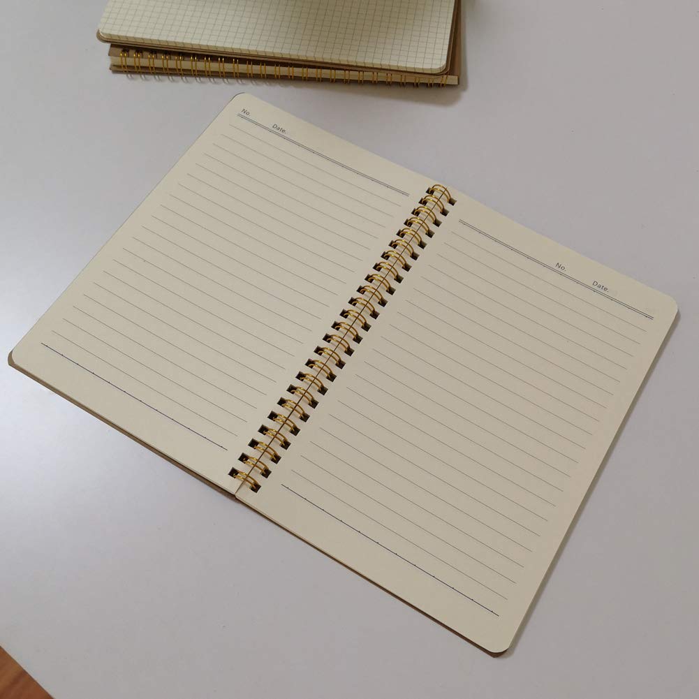 YUREE Softcover Spiral Notebook Lined/Spiral Journal, 50 Sheets (100 Pages) Wide Ruled Notebook, 10 Notebooks Per Pack, A5, 8.5" x 5.7", Brown
