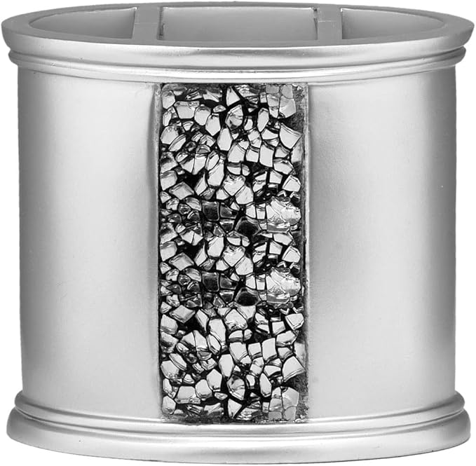 Zahari Home Sinatra Bath Tooth Brush Holder Modern Tooth Brush and Toothpaste Holder, Silver
