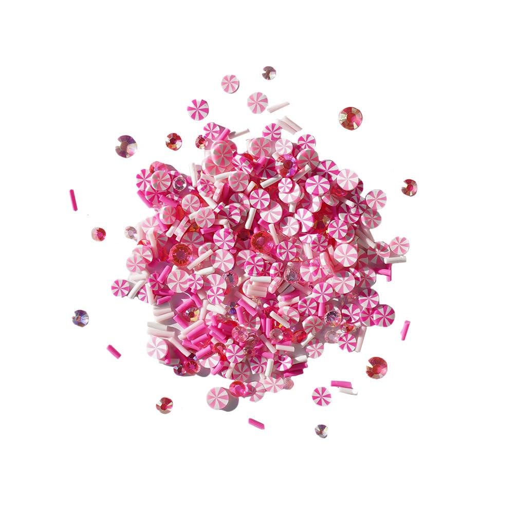 Buttons Galore Valentine’s Day Embellishment Set – 50g of Flat Back Gems, Polymer Clay, Shaped Sequins, Flat Back Pearls & Rhinestones for DIY Crafts, Scrapbooking & Shaker Projects