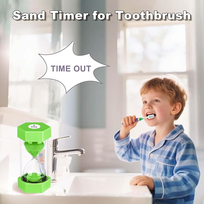 5 Minute Hourglass Sand Timer, Plastic Hexagon Hourglass Sand Clock 5 Min, Reloj De Arena 5 Minutos,Unbreakable Green Hour Glass Sandglass for Classroom Games Kitchen (Green)
