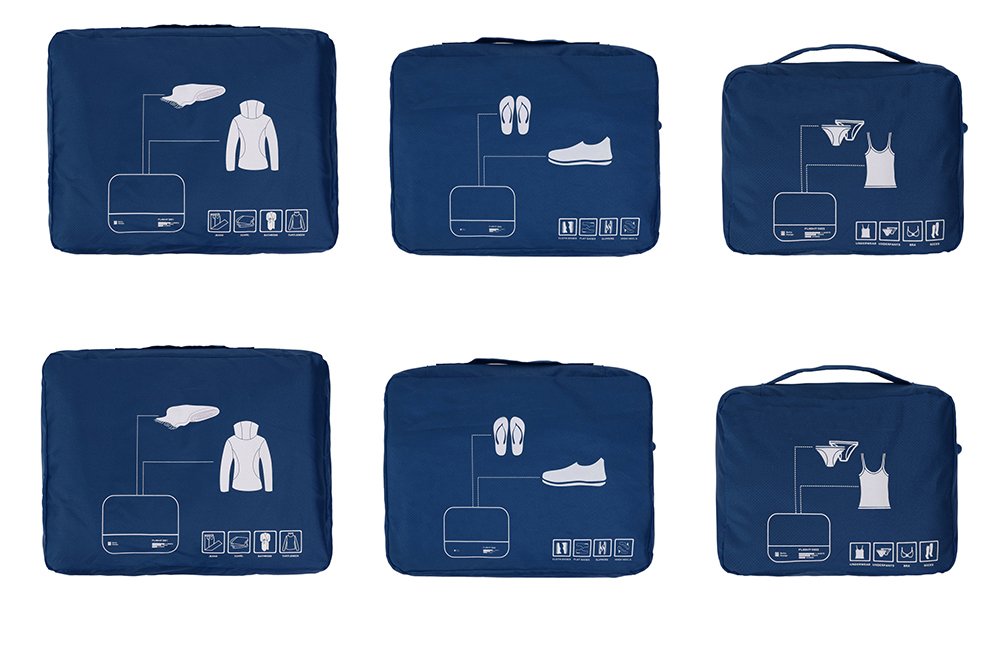 Packing Cubes Set Travel Luggage Organizers Suitcase Lightweight Accessories Navy Blue