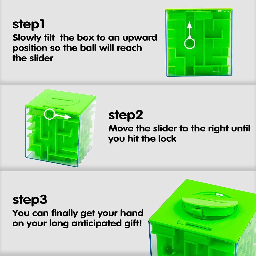 ThinkMax Money Maze Puzzle Box for Kids and Adults, Perfect Money Holder Maze Puzzle Gift Box (3 Pack)