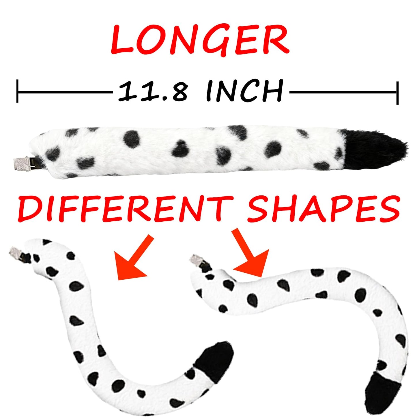 Ahuimeius 2 Set Dalmatian Dog costume Ear Headband, Bow Tie, Tail set, Silicone bracelet,Collar and 144 Pieces Black Adhesive Felt for Halloween DIY Projects Costume