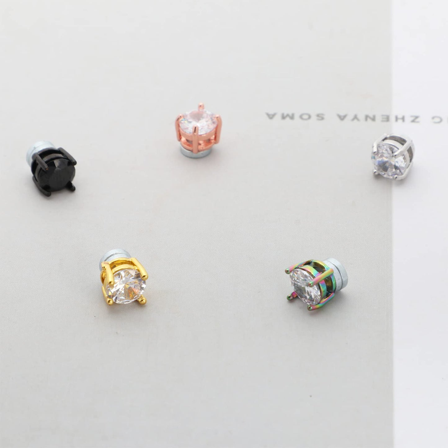 NEWITIN 15 Pairs Magnetic Stud Earrings for Men Clip on Earrings Stainless Steel Magnet Earring Unisex Dangle Cross CZ Hoop Magnetic Stud Earring Set for Men Women