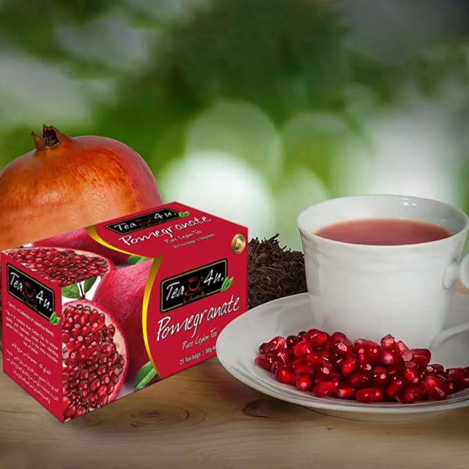 Tea4U Flavored Black Ceylon TeaBags (Pomegranate) - Ideal Quality from Sri Lanka's Finest Leaves and Expertly Blended - 25 Count