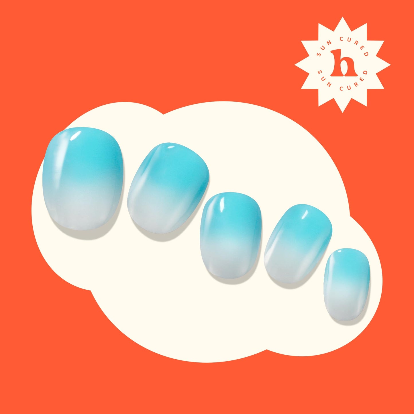 Heyhae Semi Cured Gel Nail Strips | No LED Lamp Needed | Ombre, Blue, Spring | Easy Apply & Remove, Salon Quality | Includes 28 Strips, 1 Prep Pads, Nail File & Wooden stick - Hey, Blue Me Away