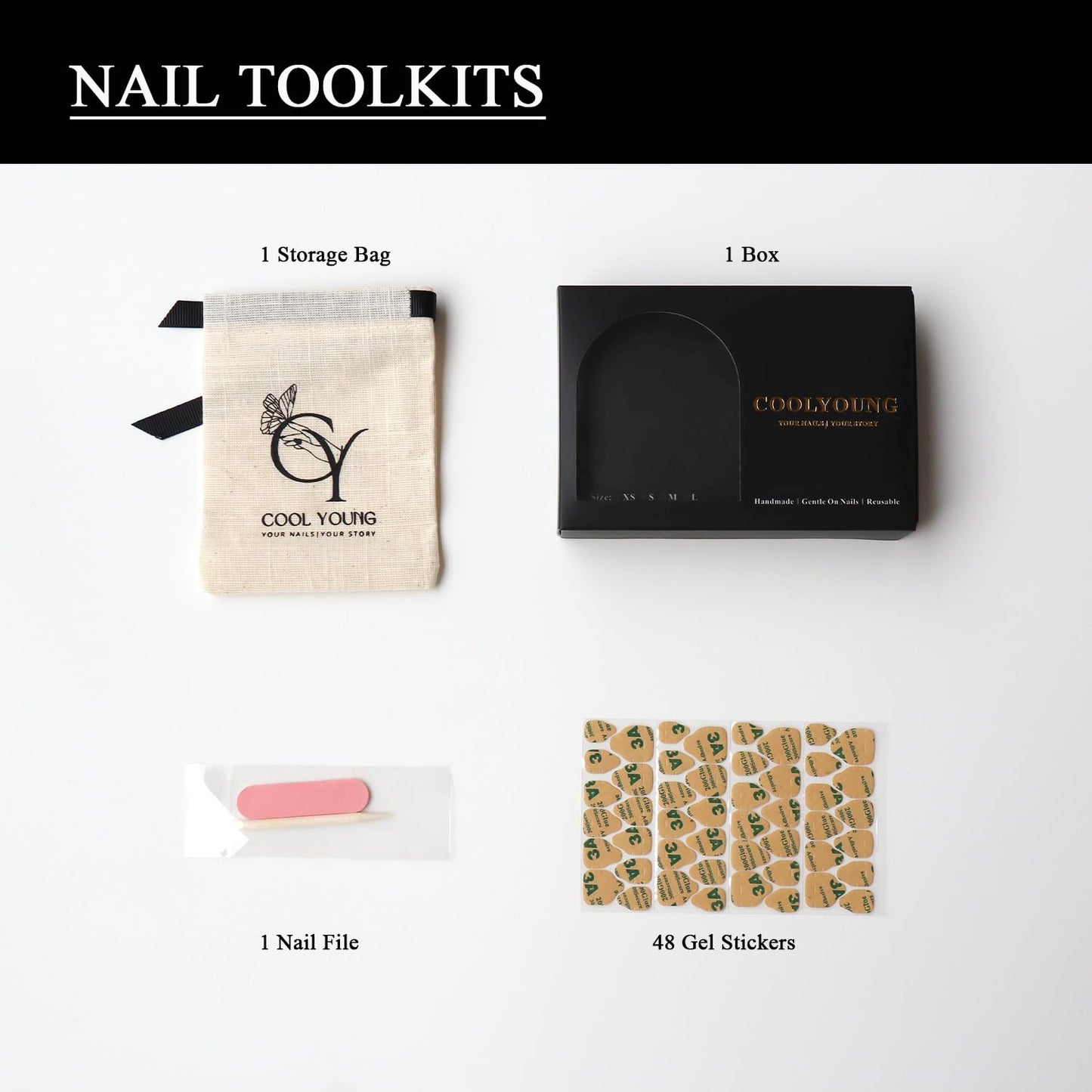 Handmade Press On Nails Cute Flower Nails 3D Blue Press On Nails With Designs Acrylic Nails COOLYOUNG Nails, Size M