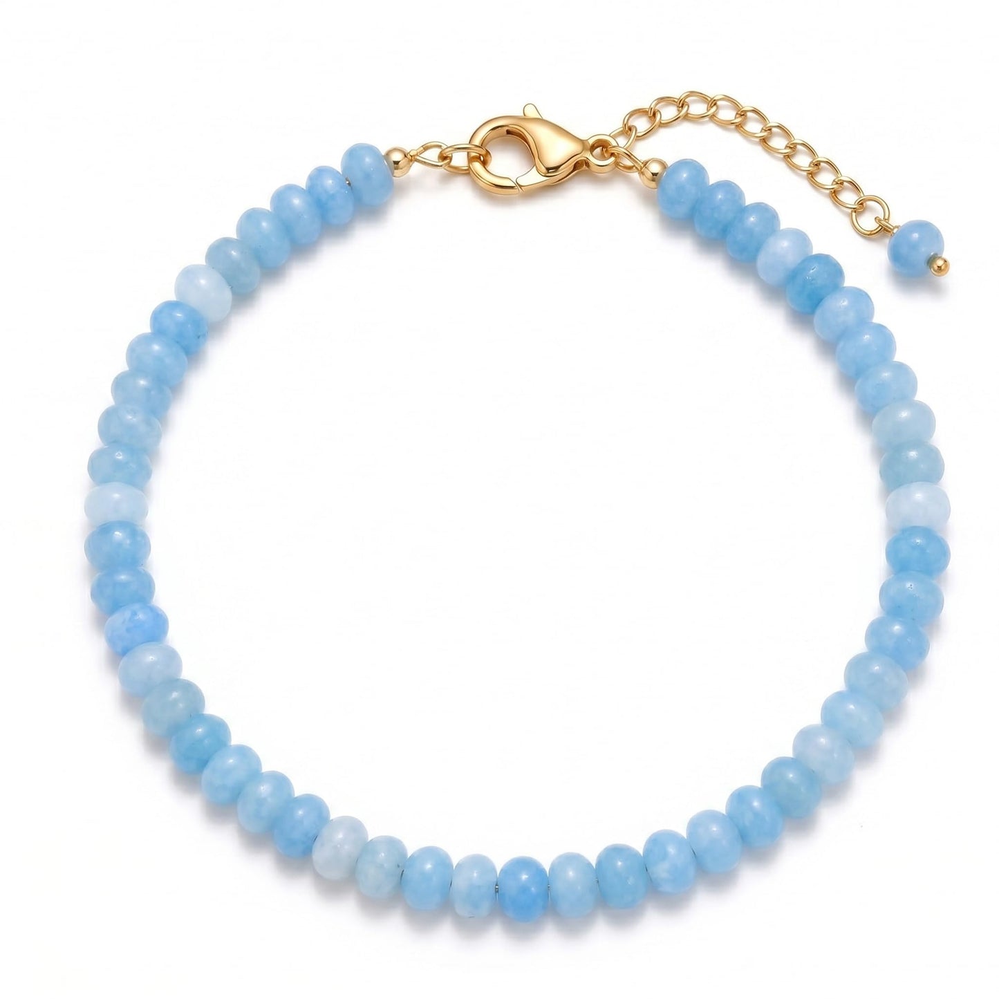 chorfla Light Blue Gemstone Beaded Bracelets for Women, Boho Handmade Adjustable Bracelet, Summer Beach Jewelry
