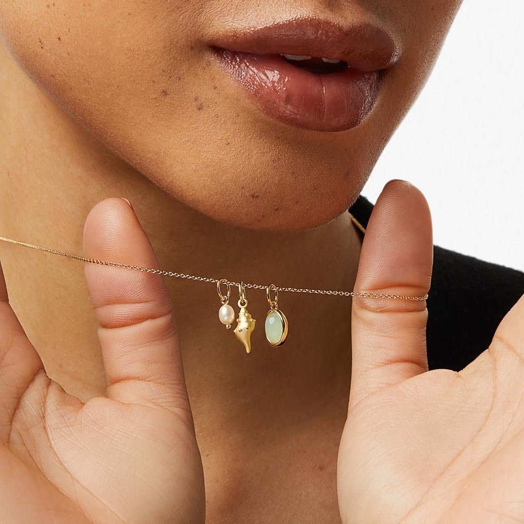Cliory Adjustable Pearl Necklaces 14k Gold Plated Necklace Natural Pearl Shell Necklace Waterproof Pendant Jewelry for Women and Gift