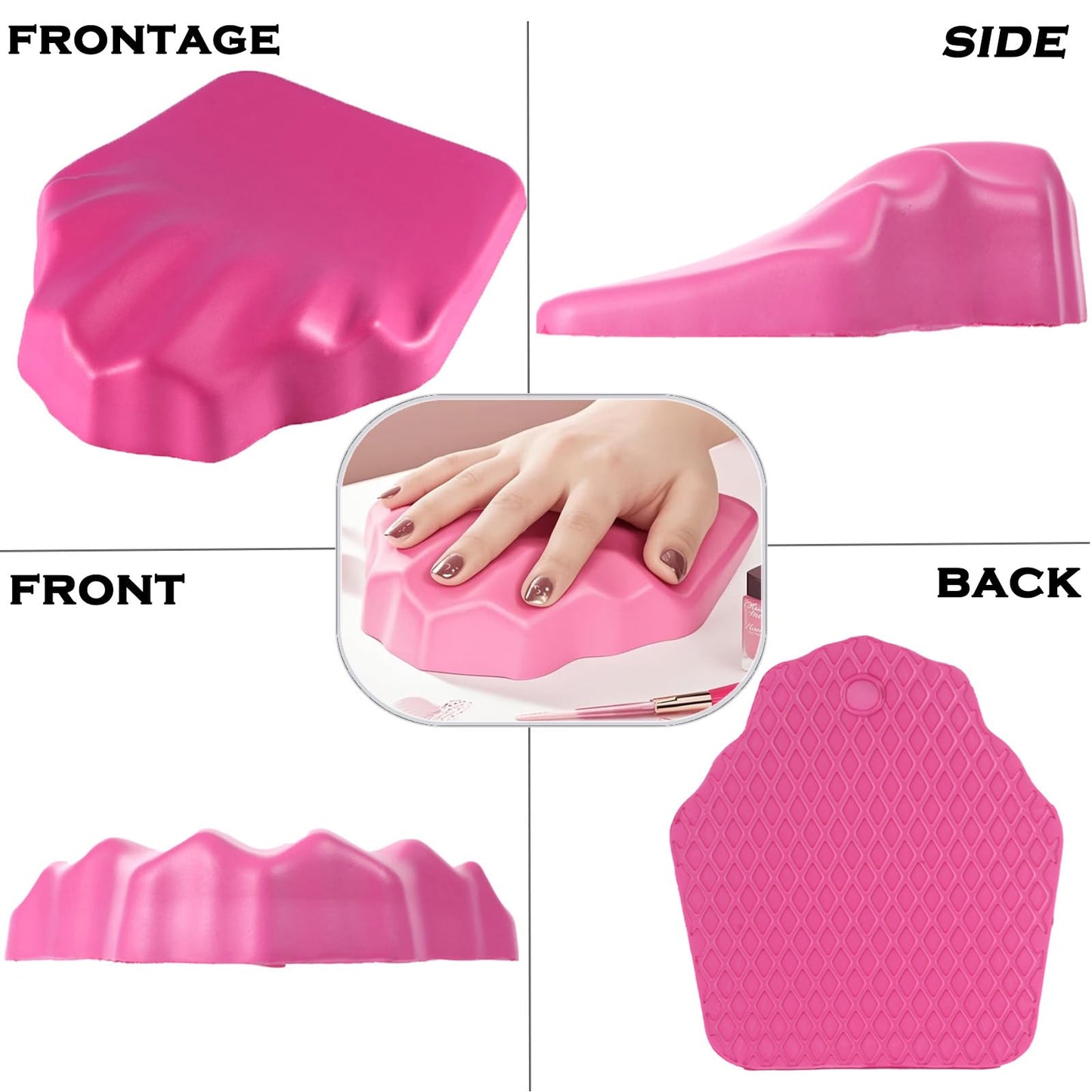 Nail Arm Rest 4pcs Silicone nail accessories,manicure hand rest,nail hand rest, arm rest for nails Nail Art Accessories Tool for Nails Tech Manicure Pedicure Salon Home Use-pink