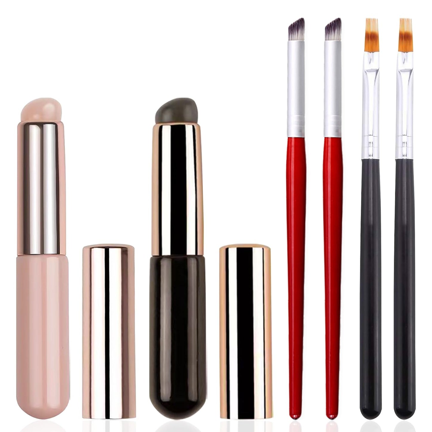YECIRALA 6Pcs Ombre Nail Brushes Set Silicone Nail Art Brushes for UV Gel Polish Lip Eyeshadow Makeup, Multi-use Manicure Design Tool Reusable Nail silicone Brushes Nail Ombre Brush For Women