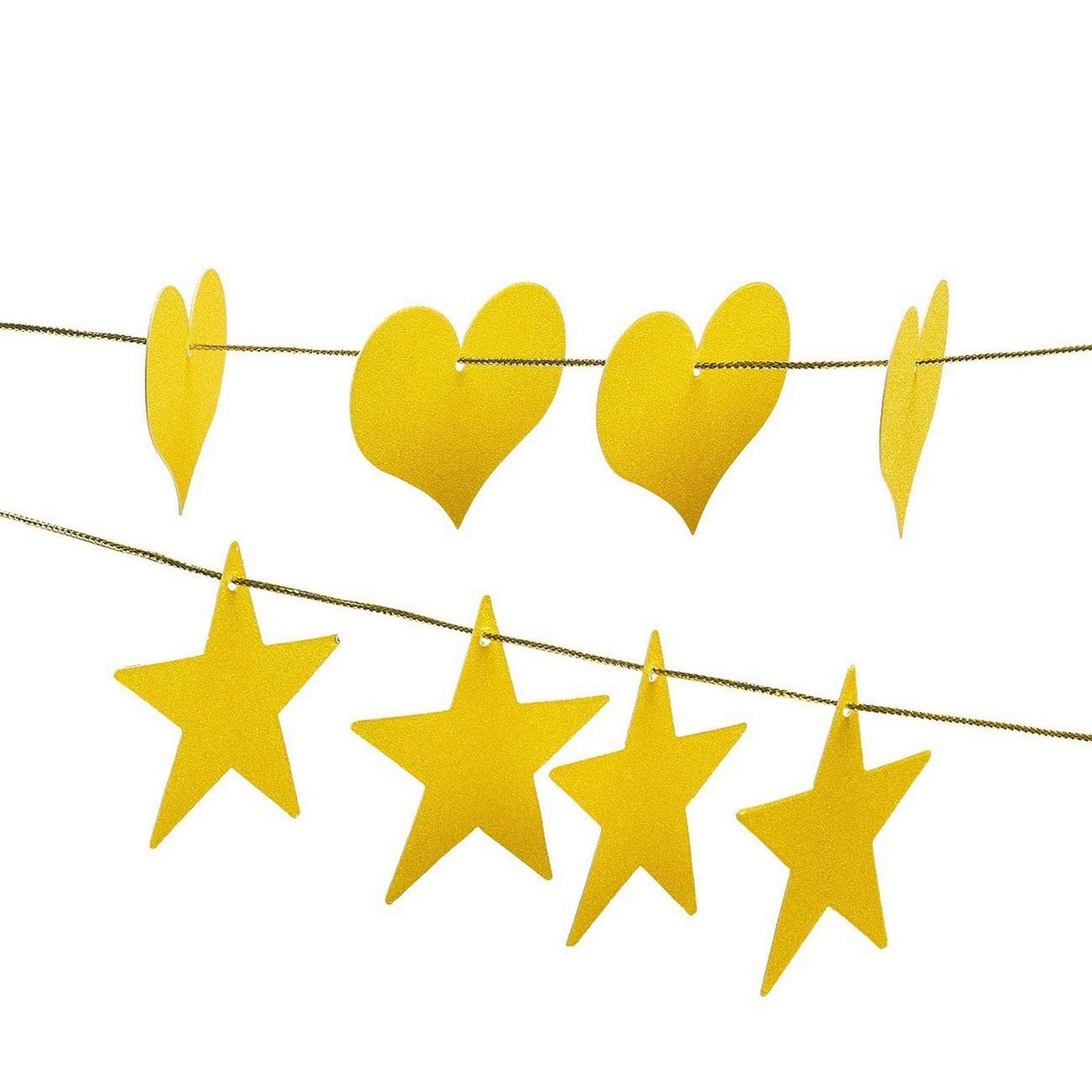 Blue Panda Custom Banner Kit - 126 Pieces, Gold Glitter, Letters A-Z & Numbers 0-9 with Stars, Hearts & 3 Strings - DIY Banner Gold, Create Your Own Garland & Personalized Party Decor
