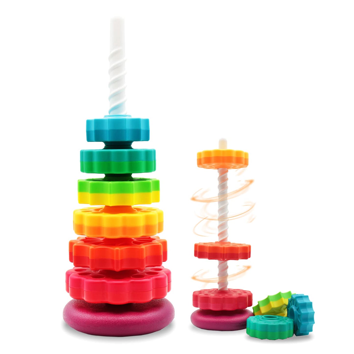 LBAIBB (1 PCS Spinning Stacking Toys,Spin Toy ABS Plastic and Color Rainbow Design,Focus on Children Educational and Interactive Learning's Stack Toys, Suitable for Gifts for Boys and Girls