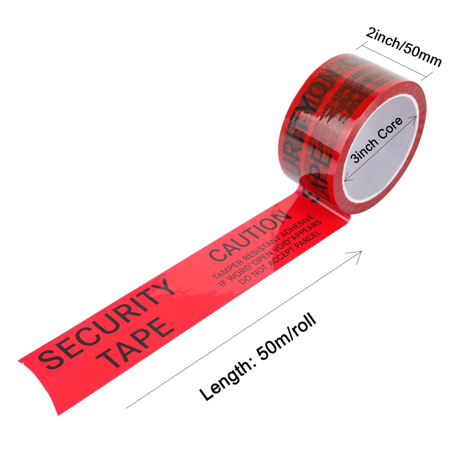 BOMEI PACK Transfer Tamper Evident Security Tape,Tamper Proof Packing Tape,Transfer Tamper Resistant Void Tapes Red for Evidence Box, Envelope, Shipment (2 Inch x 55 Yards)