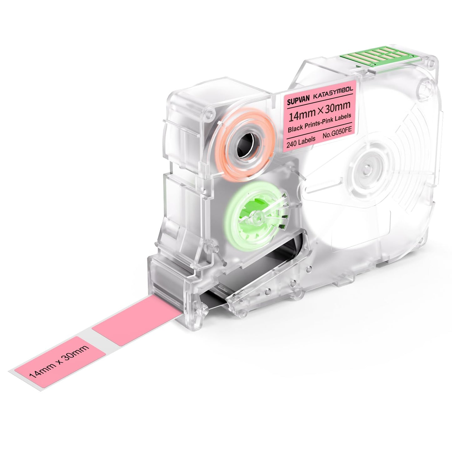 SUPVAN G15M Series Die-Cut Thermal Transfer Labels, 0.55'' W × 1.18'' L, 240 Labels/Roll, Waterproof, High Temperature Resistant & Non-Fading Labels for Outdoors & Indoor, Black on Pink