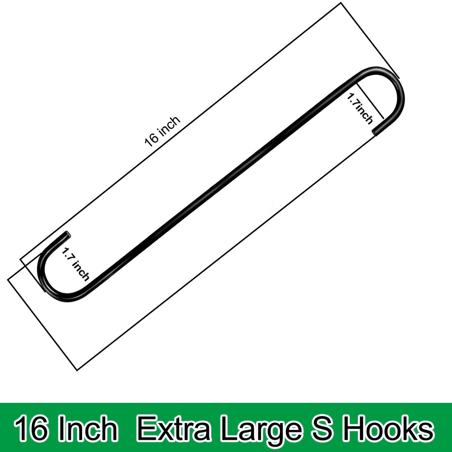 DINGEE 16 inch 8 Pack Extra Large S Hooks Heavy Duty Long S Hook for Hanging Plant, Hooks for Tree Branch,Bird Feeder,Pots and Pans Closet Garden Pergola Indoor Outdoor X-Large Hook
