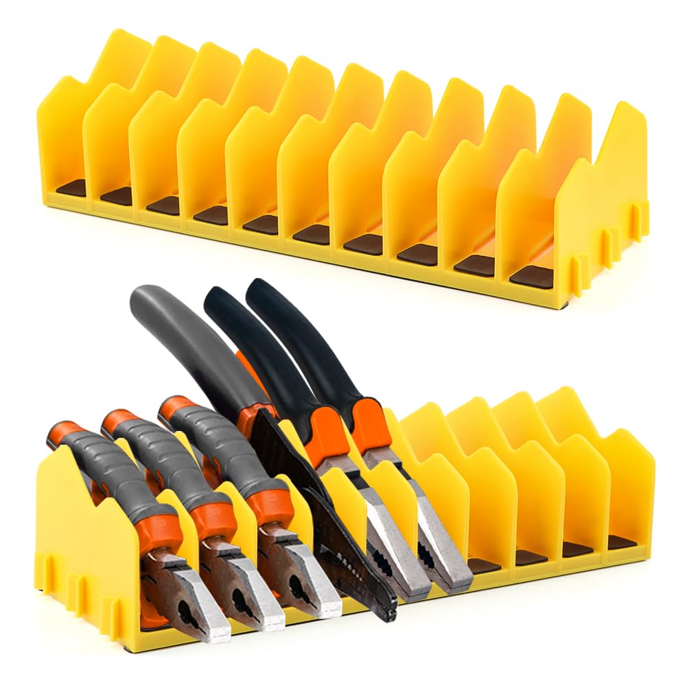 Plier Pro No-Slip Plier Organizer,2 Pcs Pliers Rack with Rubber Base,Holds 10-Tools of Any Size,Durable & Long-Lasting Tool Storage Box Rack for Pliers,Cutters,Other Small Tools