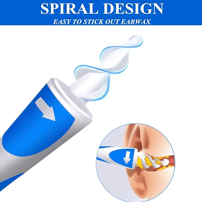QGrips Earwax Removal-Spiral Ear Wax Removal Tool, Reusable Earwax Removal Kit Safe Ear Cleaner with 16 Pcs Soft and Flexible Replaceme