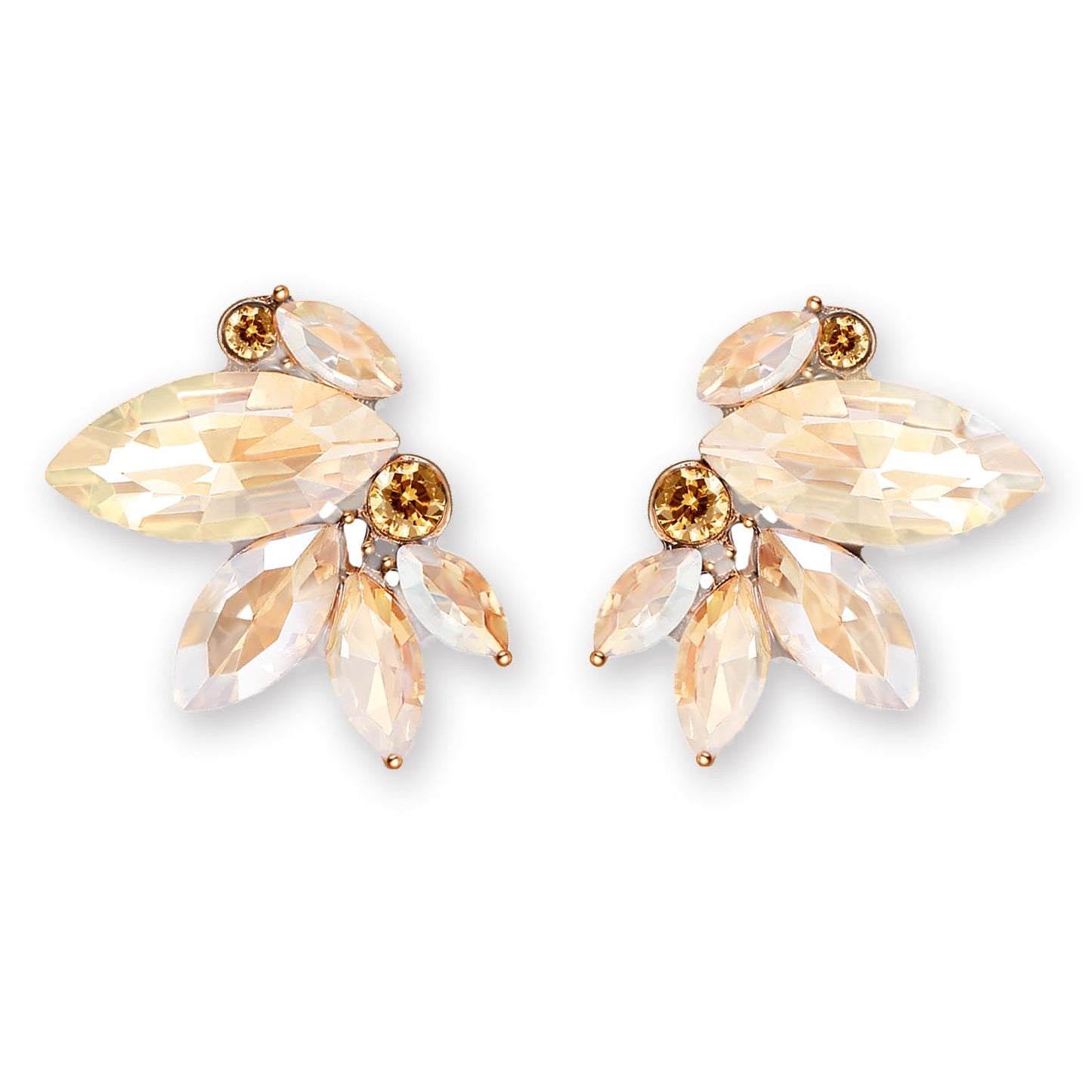 Champagne Rhinestone Earring Sparkly Faux Crystal Stud Earrings for Women Wedding Prom Party