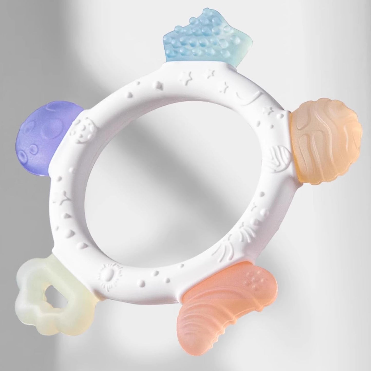 Baby Teething Ring Toys Frozen Silicone Teethers for Babies 0-6-12 Months, Sensory Teething Gums Chew Infant Toys, Boy Girl Baby Gift