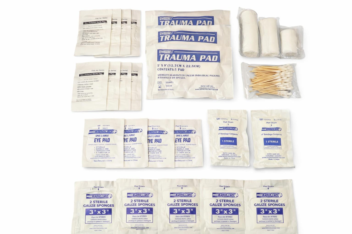 Rapid Care 821 Piece Class B Refill Kit - OSHA & ANSI Compliant - 3 & 4 Shelf First Aid Cabinet Refill - Home, Office, Industrial - Bandages, Medications, Trauma Supplies