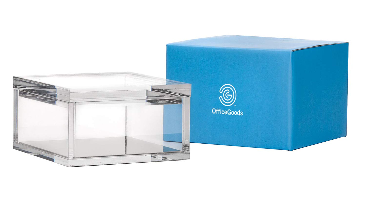 OfficeGoods Acrylic Desk Organizer w/Silver Base – Functional & Elegant Odds & Ends Box for Display or Storage – Perfect for Home or Office, Kitchen, Bathroom Vanity, Curio Display - Medium