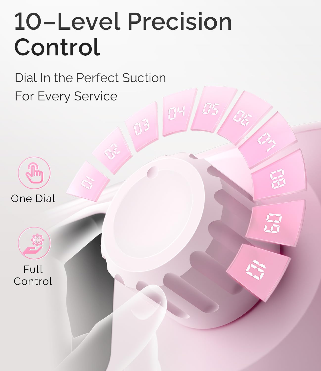 L'UGX Dust Collector Nail Tech – Compact Nail Dust Collector Profesional with Strong Suction, 10-Speed Turbo Fan, LED Display & Low Noise Nail Dust Cleaner for Home & Salon Use-Sakura Pink