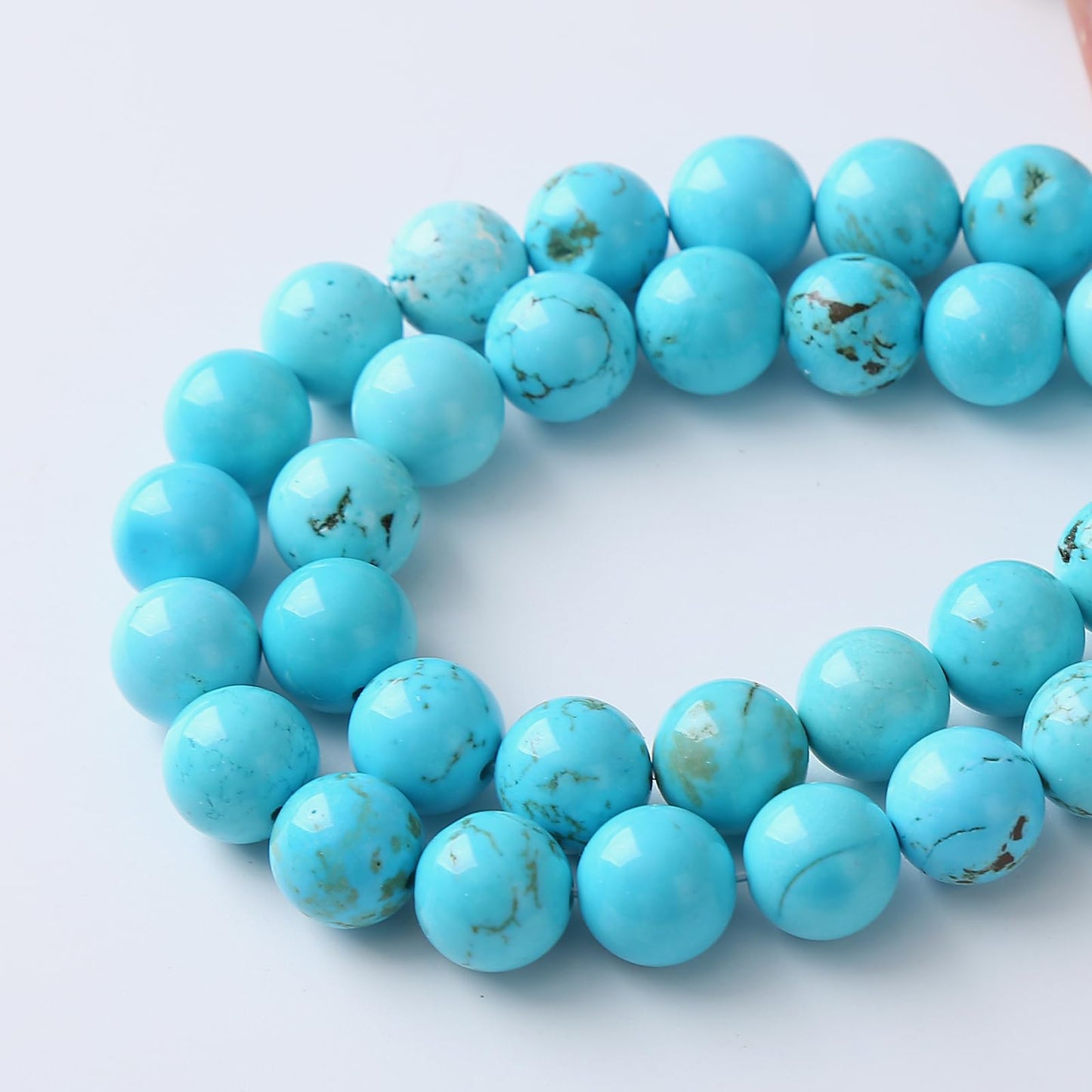 8mm 45pcs A+ Natural Blue Turquoise Beads Round Spacer Loose Stone Beads for Jewelry Making DIY Bracelet Necklace Accessories