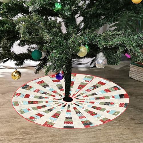 48" Rustic Christmas Tree Skirt Harvest Joy Xmas Tree Mat Decor Holiday Tree Ornaments Vintage Classic Forest Farmhouse Tree Skirts for New Year Festive Party Decorations Fits Most Trees