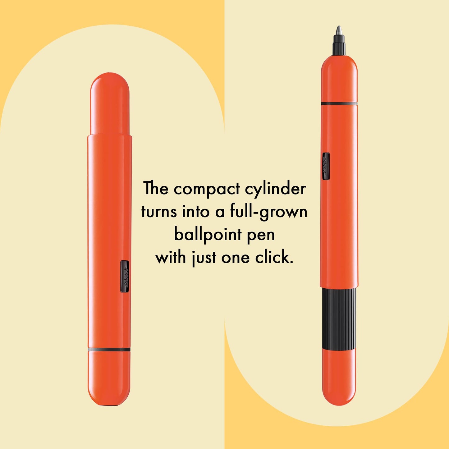 LAMY Pico 288 Small Pocket Ballpoint Pen Metal in Lacquer Finish in Laser Orange with Push Mechanism Includes Compact Refill Lamy M 22 Line Width M in Black, Pack of 1