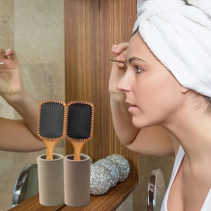 Toothbrush Holder -Bathroom Diatomite Toothbrush Holder,Desk Pen Holder,Stand Cup to Waterproof and Absorb Odor,Sleek and Modern Design Decrotion for Bathroom.(Brown)