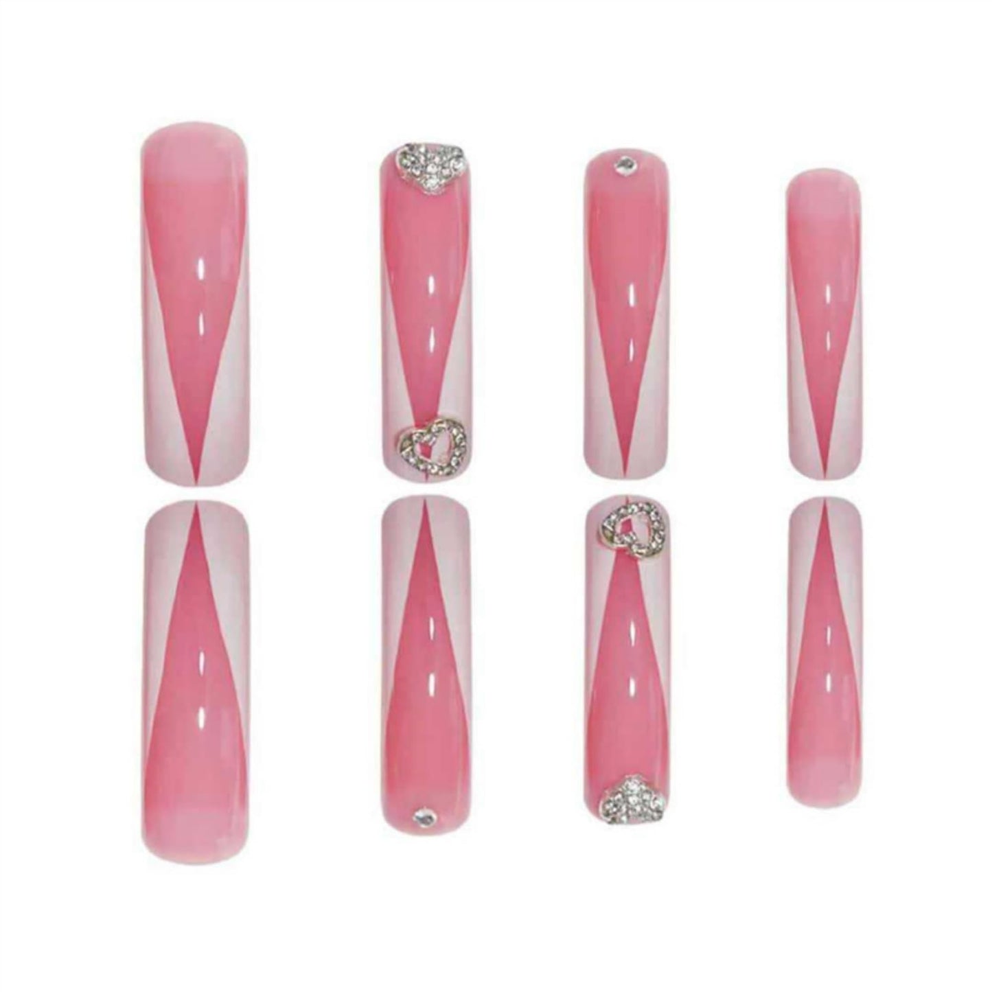 SEENEEY Long Curved Press on Nails White Fake Nails French Artificial Nail Glossy Stick on Nail for Women 24pcs