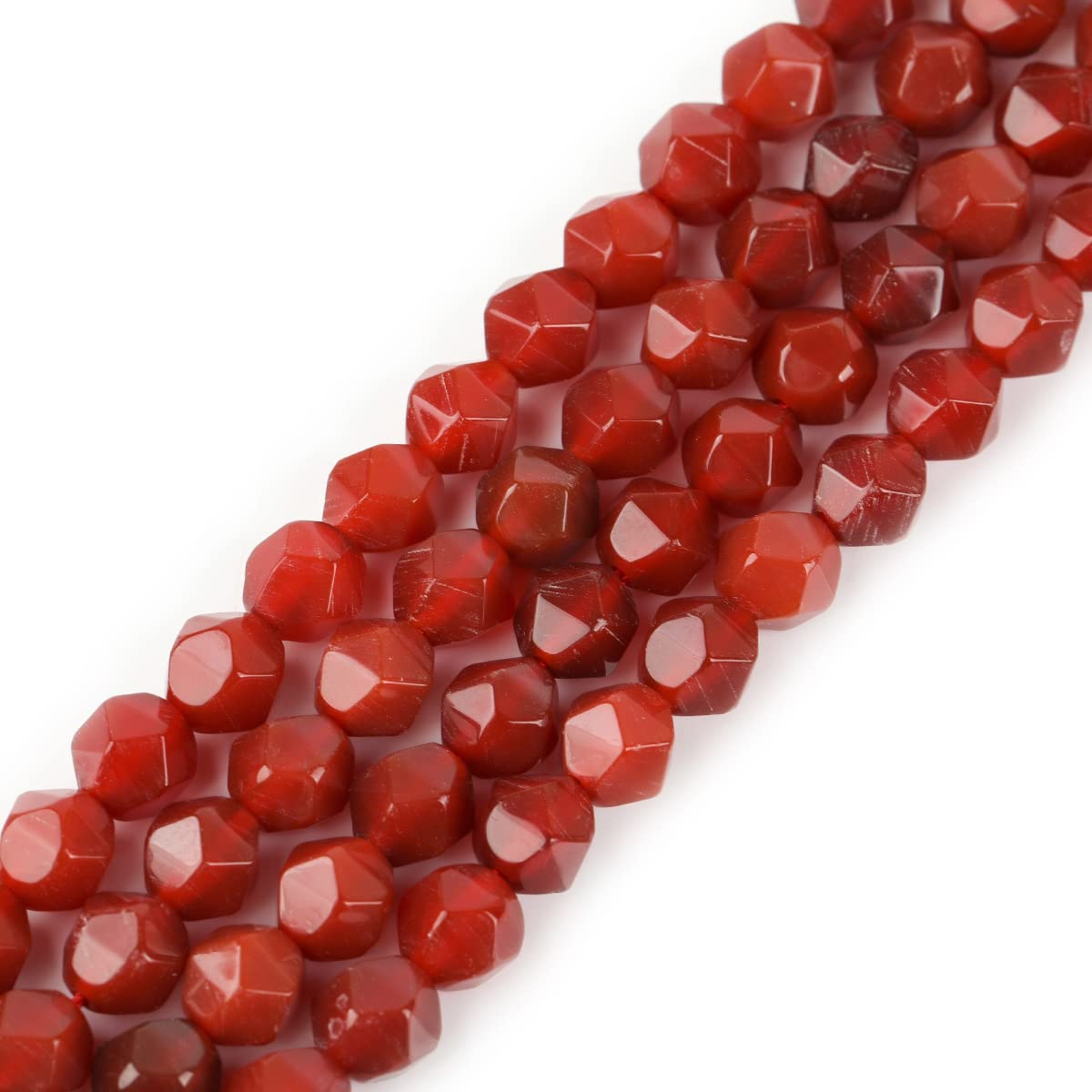 GEM-Inside 8mm Faceted Natural Red Agate Stone Beads for Cambay Jewelry Making Full 15" Strand Power Energy Healing Chakra Stone Beads