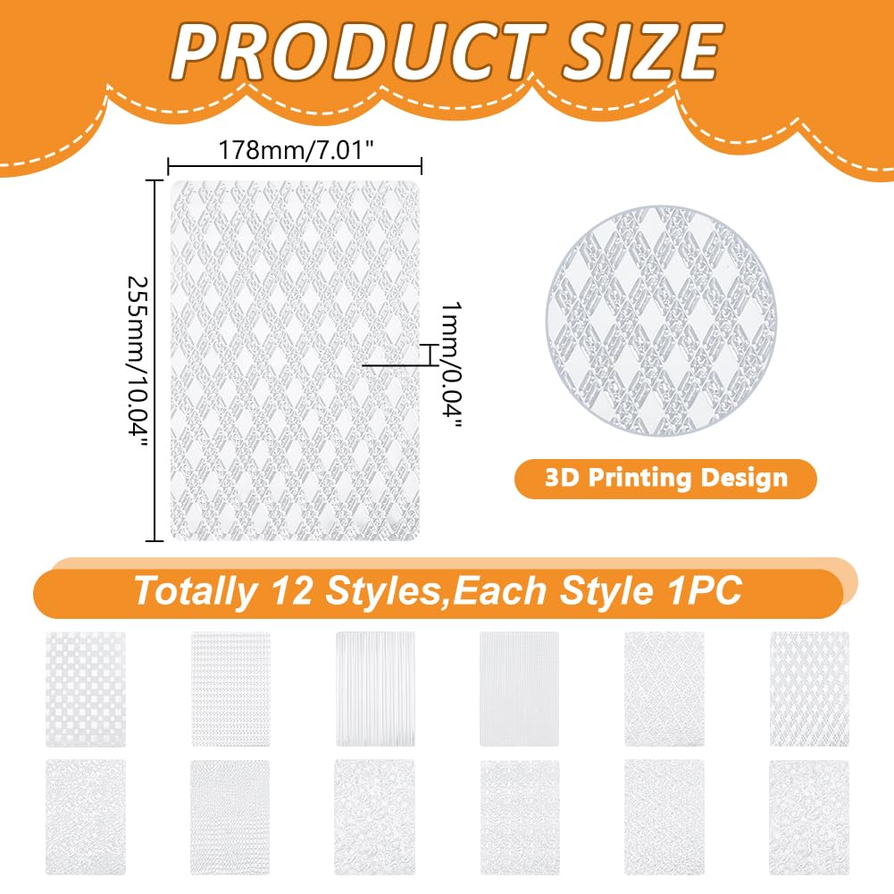 HOBBIESAY 12Pcs Boho Polymer Clay Texture Sheets 7x10 Inch Embossing Mats DIY Tools for Adult Pottery Earrings Jewelry Crafting