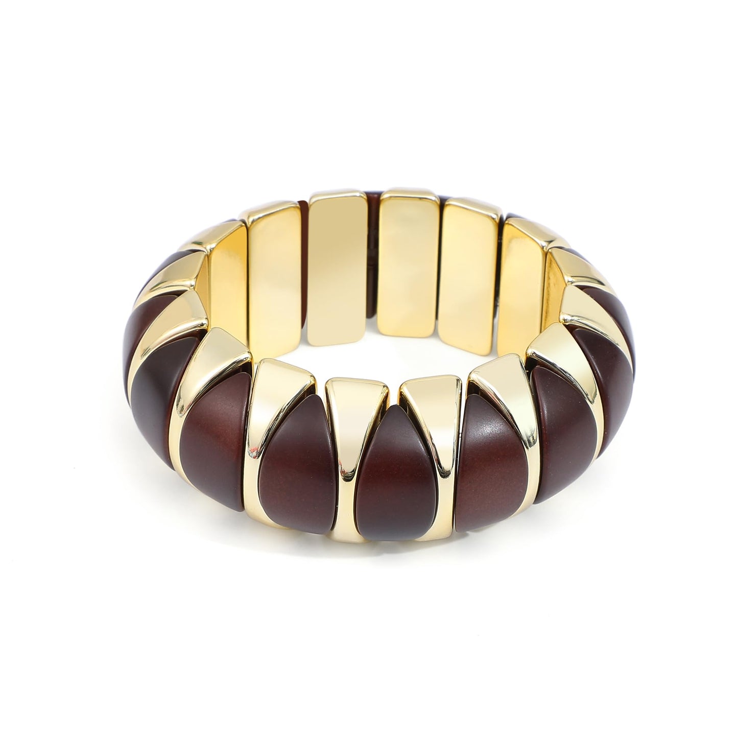 GOOJIDS Simple Beaded Gold Plated Bangles Bracelet Chunky Bamboo Tube Curved Stacking Clear Acrylic Colorful Beads Stretchable Gold Plated Bracelets Set For Women (C-Gold Sunflower Bracelet)