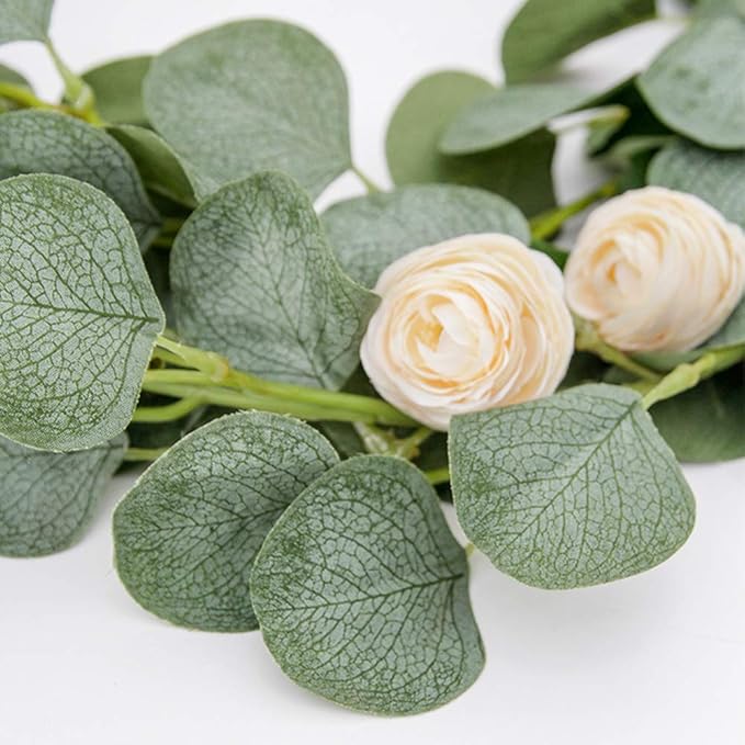 DearHouse 2PCS Eucalyptus Garlands Artificial Greenery Garland Faux Silk Eucalyptus Vines Wedding Backdrop Wall Decor Flower Arrangement