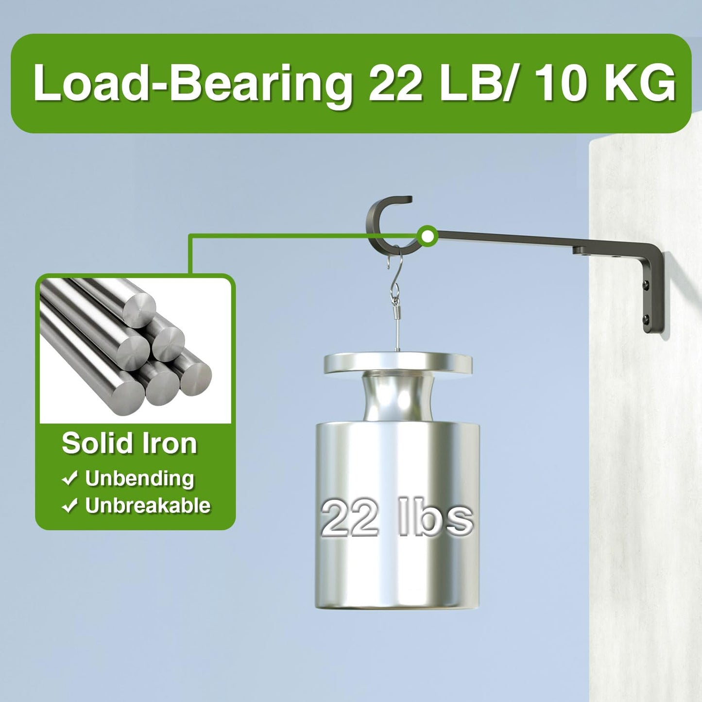 saffruff Heavy Duty Plant Hooks for Wall, 10 Inch 2 Pack, Wall Mounted Plant Brackets, Outdoor Plant Hangers Hold 35 lb, Iron Hooks for Hanging Baskets, Bird Feeder, Wind Chime, Lantern