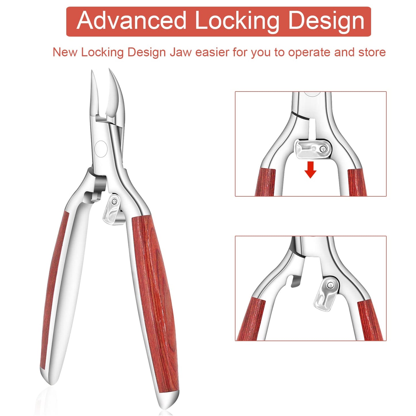 Nail Clipper,Toenail Clippers for Thick and Ingrown Nails,Heavy Duty Podiatrist Toenail Nippers for Seniors Fingernails,Toenails Pedicure,Wooden Handle,Sharp Blade
